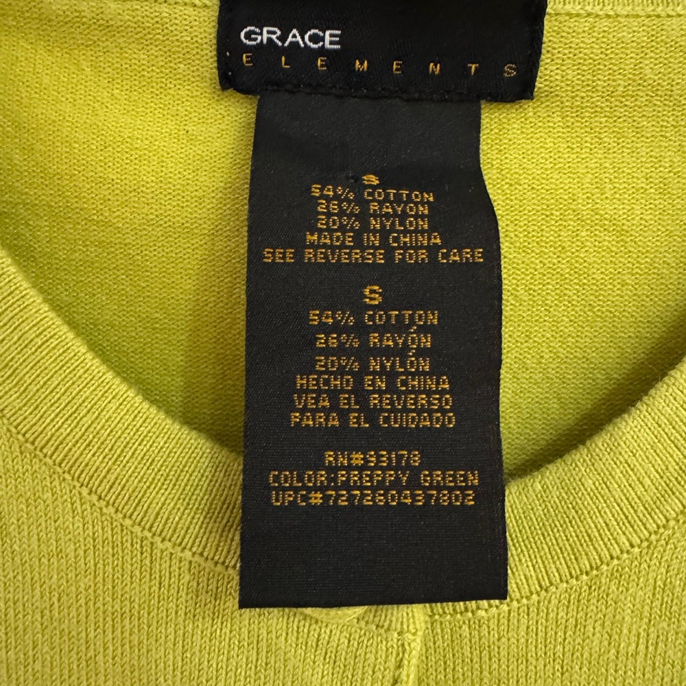 Grace Elements Small Lime Chartreuse Button-Up Ca… - image 5